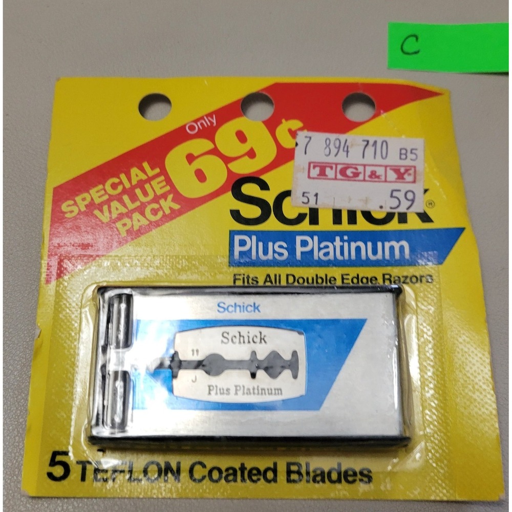 Vintage Schick Plus Platinum Razor Blade Pack of 5 Blades New Old‎ Stock C